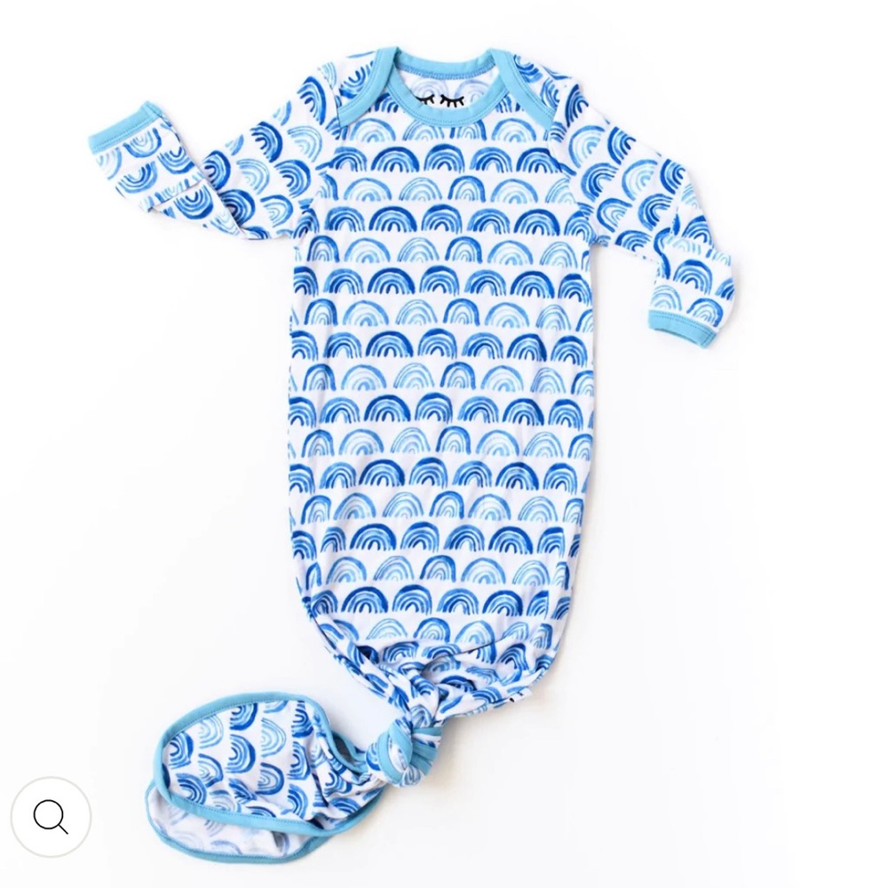 Little Sleepies Blue Rainbows Infant Knotted Gown